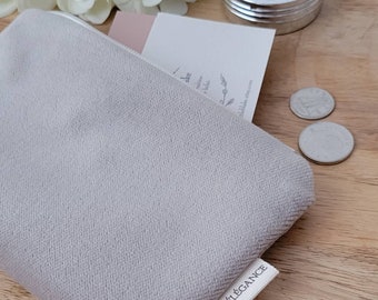 Gray velvet Coin purse, earbud mini pouch, velvet mini wallet, unique mini card holder,  coin pouch, jewels zip pouch, small cute gift women