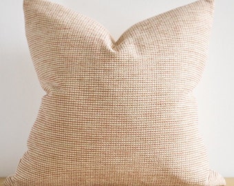 Woven Beige Terracotta Pink Pillow, Textured Pillow Cover, Earthy Tones Pillow, Modern Throw Pillow, Neutral Decor Pillow, Farmhouse Pillow