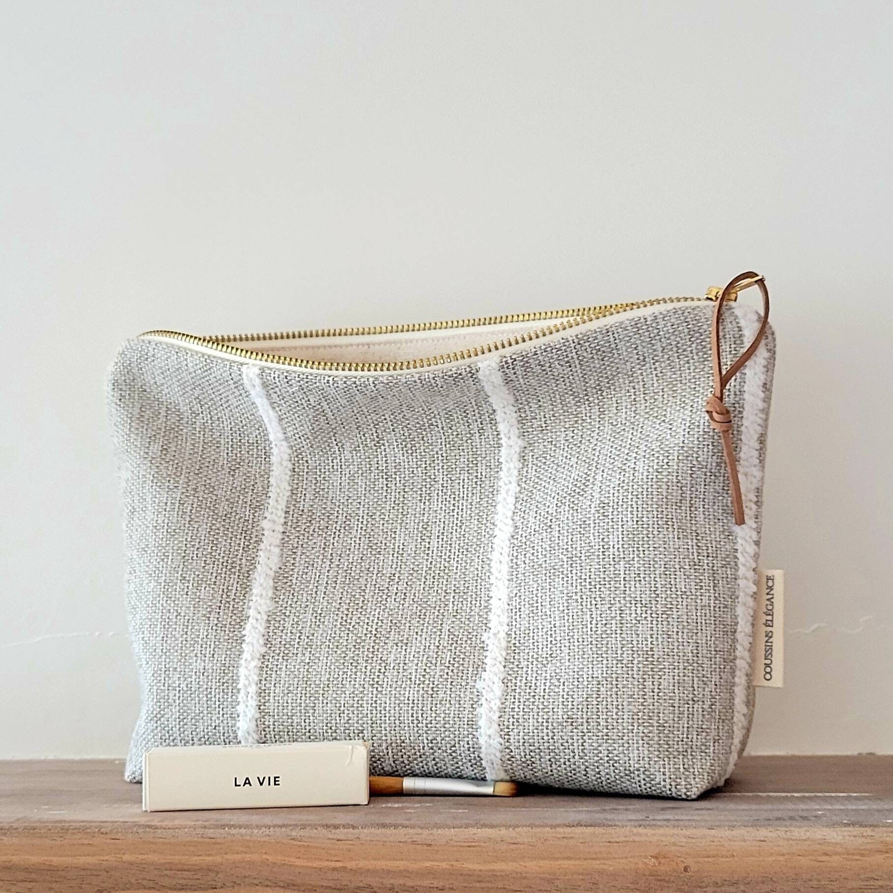 Unique makeup bag, neutral cosmetic bag, country rustic makeup bag, m…
