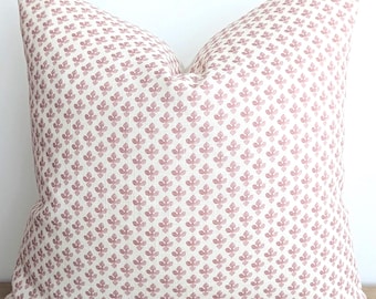 Linen Pink Floral Pillow Cover- Modern Cottage Cushion Cover- Country House Style