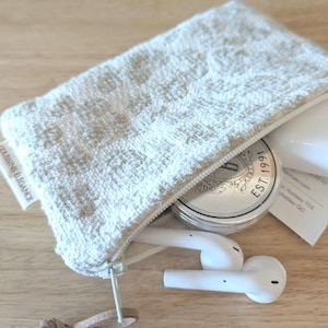 Mini porte monnaie motif léopard beige pâle et blanc, mini pochette léopard fait à la main, petit cadeau adolescente, petit cadeau femme