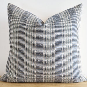 Blue Stripes Pillow Cover, Modern Neutral Blue Shades Pillow, Blue Textured Striped Pillow, Neutral Decor Pillow, Casual Decor Trendy Pillow