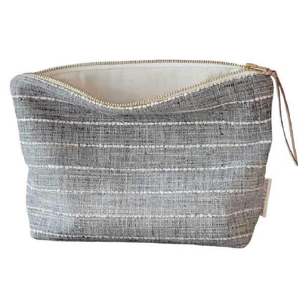 Gray makeup bag, classic gray cosmetic bag, unique toiletry bag, boho makeup bag , boho zip pouch, makeup gift bag, boho bag gift,