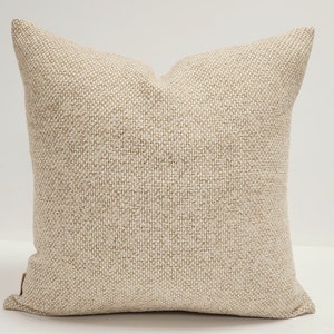 Neutral Textured Pillow, Designer Camel And White Pillow, Basketweave Tan White pillow, Rustic Cabin Pillow, Modern Neutral Decor Pillow,