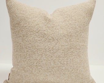 Neutral Textured Pillow, Designer Camel And White Pillow, Basketweave Tan White pillow, Rustic Cabin Pillow, Modern Neutral Decor Pillow,