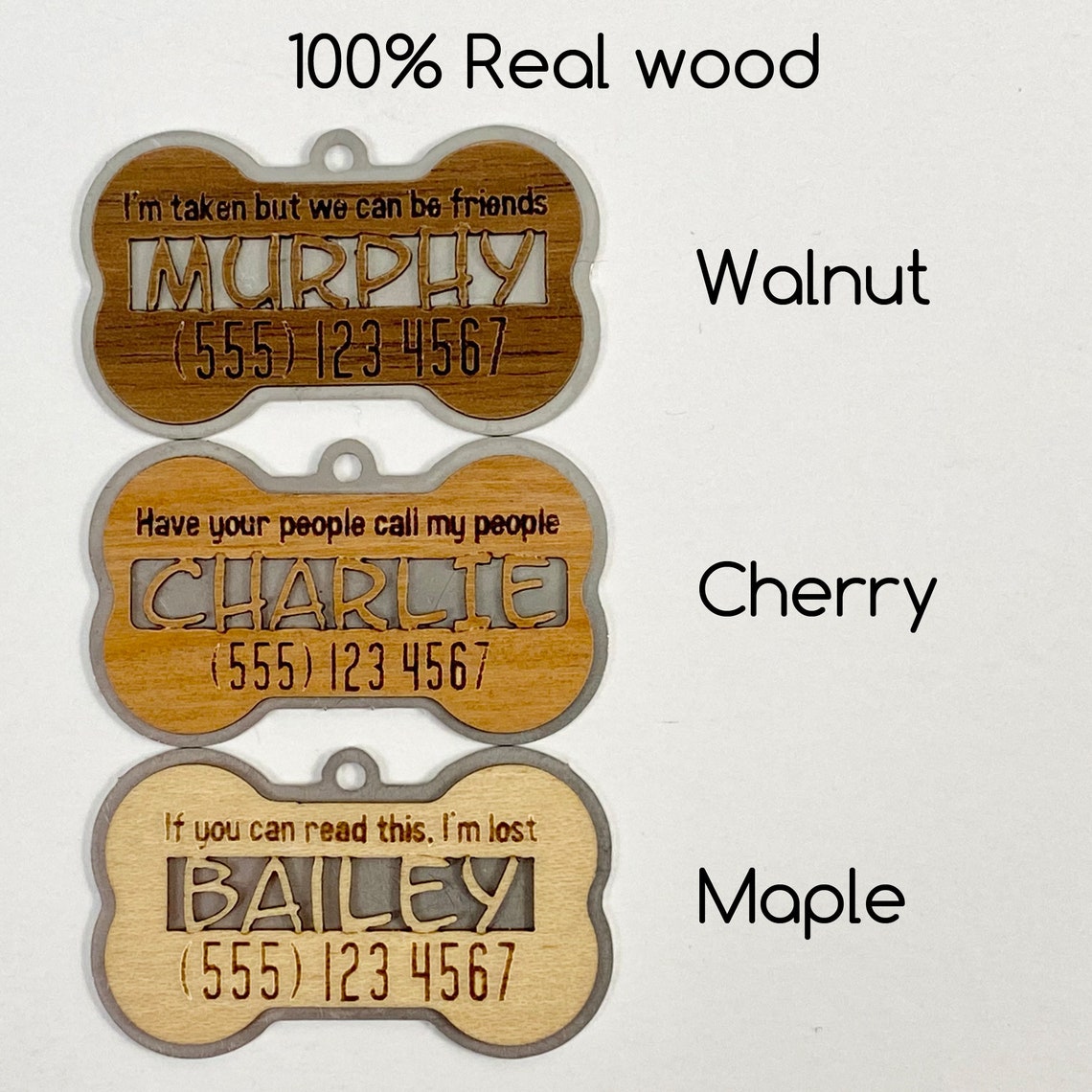 Personalized dog tag wood | Etsy