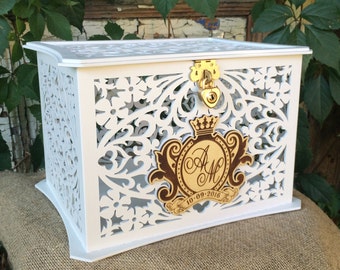 Lockable Wedding card box, Box with lock, Wedding money box, Savings box, Wedding card box holder, Personalized card holder, Card holder