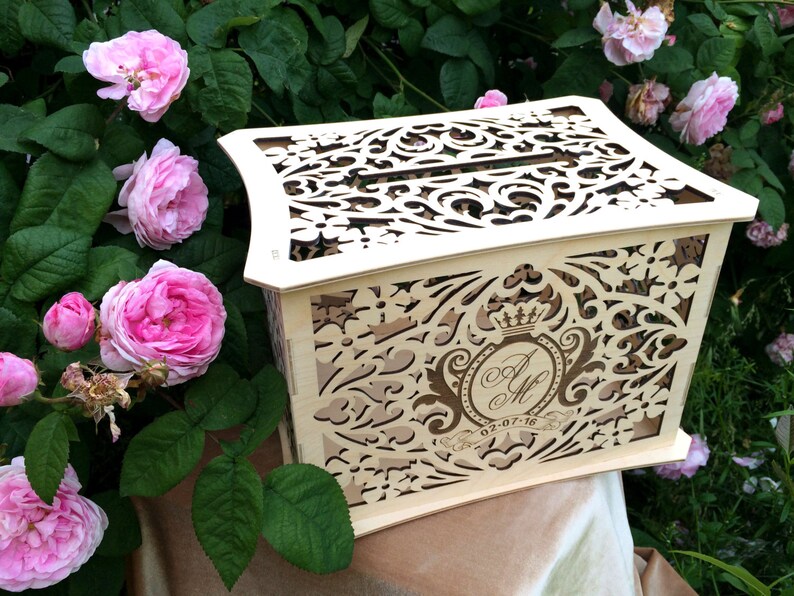 Personalised wooden wedding money box Savings box Wedding Etsy