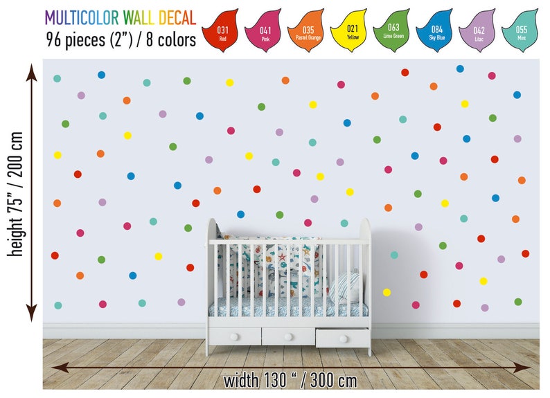 84 rainbow polka dot wall decal 2 peel and stick polka | etsy