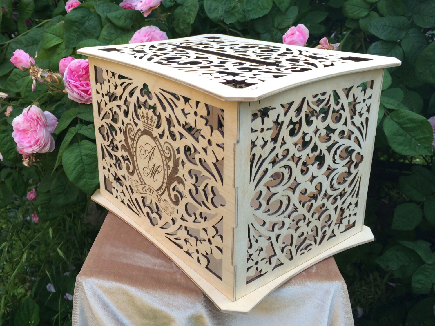 Personalised wooden wedding money box Savings box Wedding Etsy