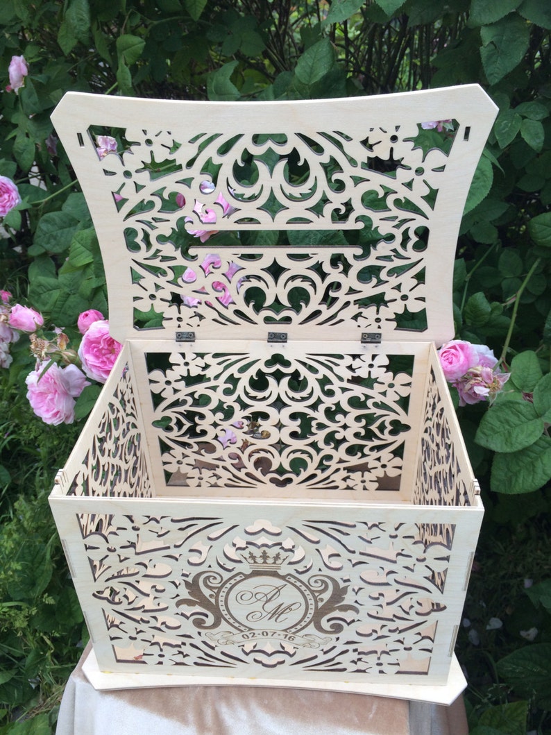 Personalised wooden wedding money box Savings box Wedding Etsy