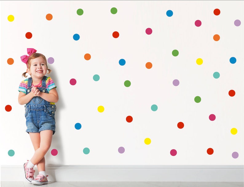 84 rainbow polka dot wall decal 2 peel and stick polka | etsy