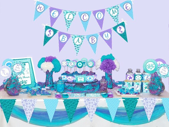 Mermaid Baby Shower Decorations Printable Under The Sea Baby Etsy