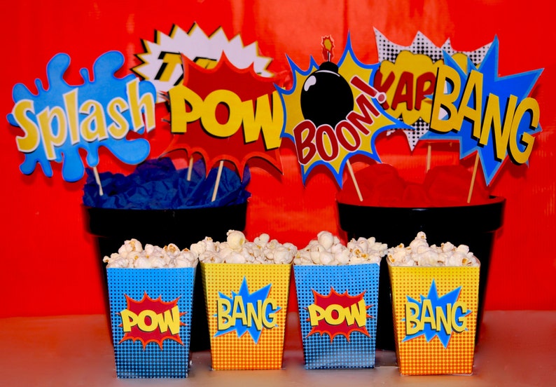 Superhero Party Snack Boxes And Centerpieces Printable Etsy