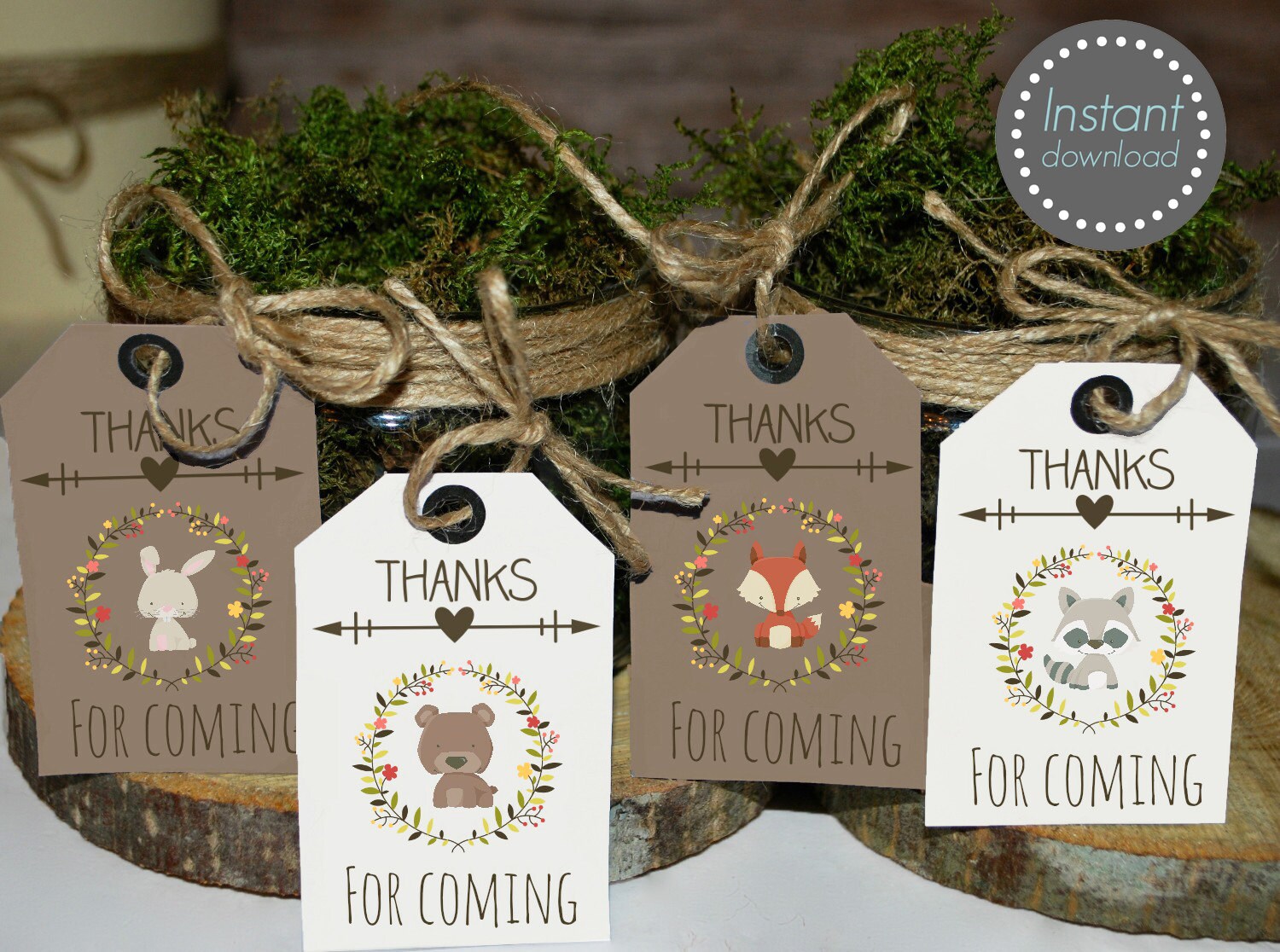 woodland thank you tags