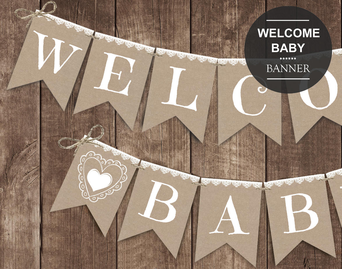 Rustic Baby Shower Banner Printable White Lace Banner Gender Etsy