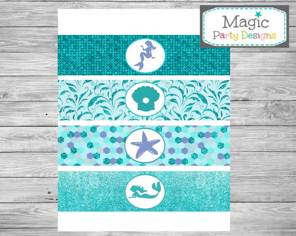 Water bottle labels mermaid