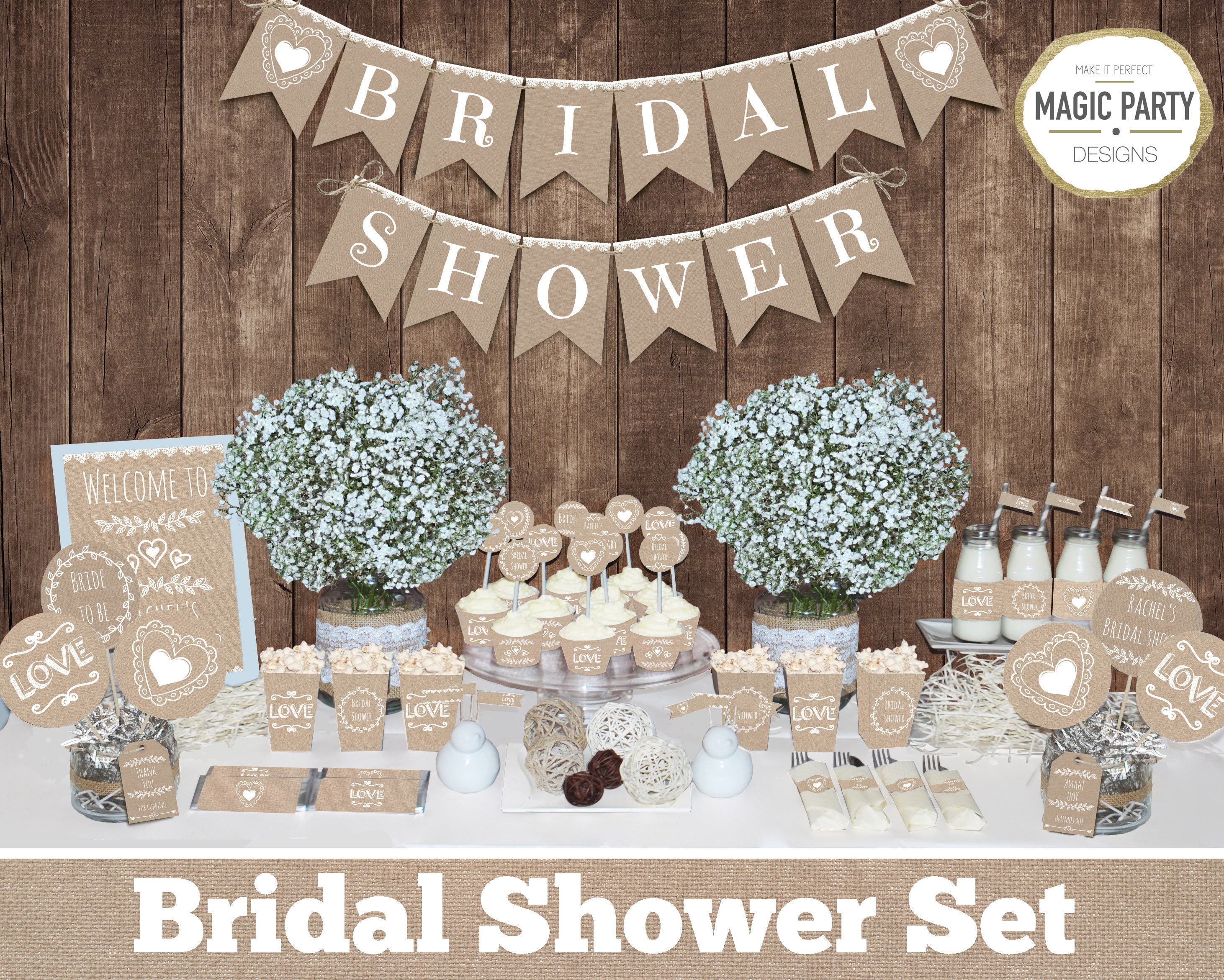 Rustic Bridal Shower Decorations Bachelorette Party Etsy