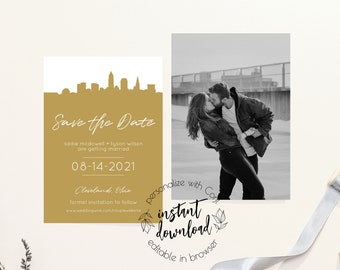 Ohio Map Save the Date Template QUINN Ohio Save the Date Postcard Columbus Save the Date Printable Instant DIY Cleveland Save the Date