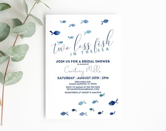 Two Less Fish in the Sea Bridal Shower Invitation - Summer Bridal Shower Invitations - INSTANT EDITABLE Digital Download