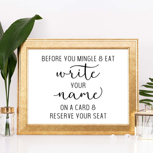 Take Your Name Card Sign Place Cards Sign Printable Wedding Etsy