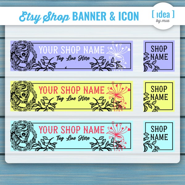 Etsy Shop Banner and Icon, Etsy Shop Starter Kit, Etsy Shop Graphics Set, Etsy Store Banner, Customized Personalized, Tattoo, Grunge