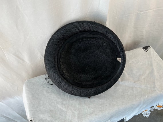 Black Straw Vintage Hat - image 6