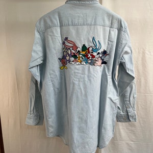 Vintage Looney Tunes Shirt 90s Denim Shirt Tweety Bird Jean