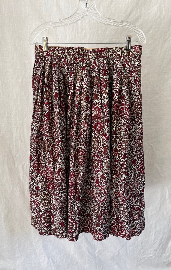 Full Circle Skirt in Maroon and Cream Vintage 1950