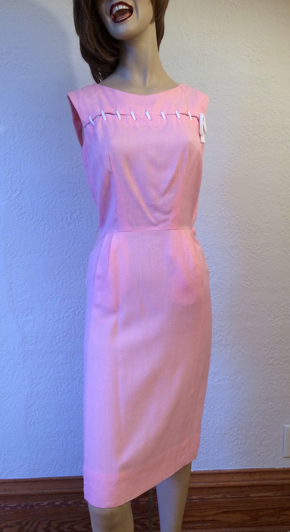 Vintage Pink Dress 50's Sleeveless Frock