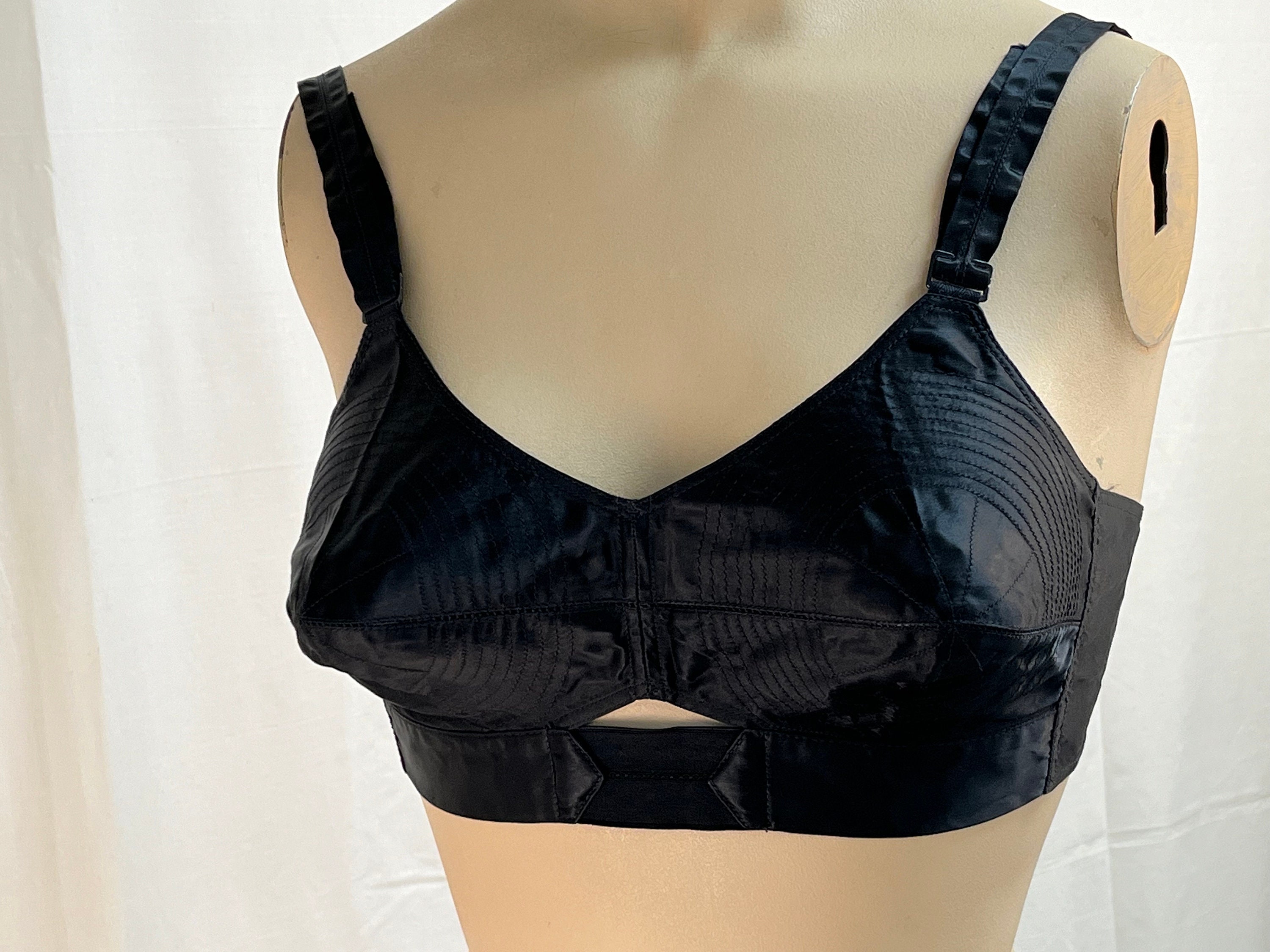 Vintage 80s Sculptress Black Brassiere, Undergarments, Bullet Bras