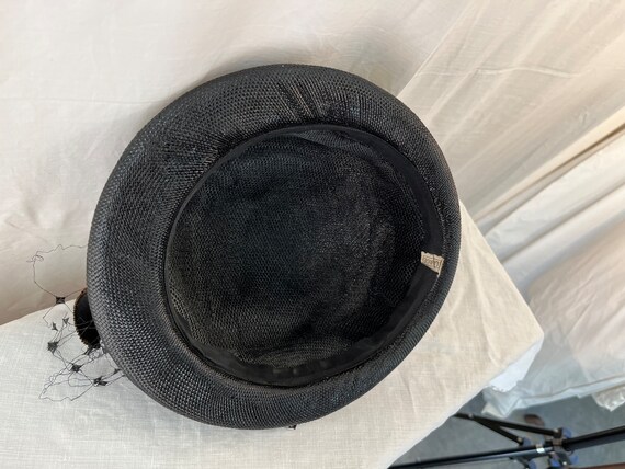 Black Straw Vintage Hat - image 7