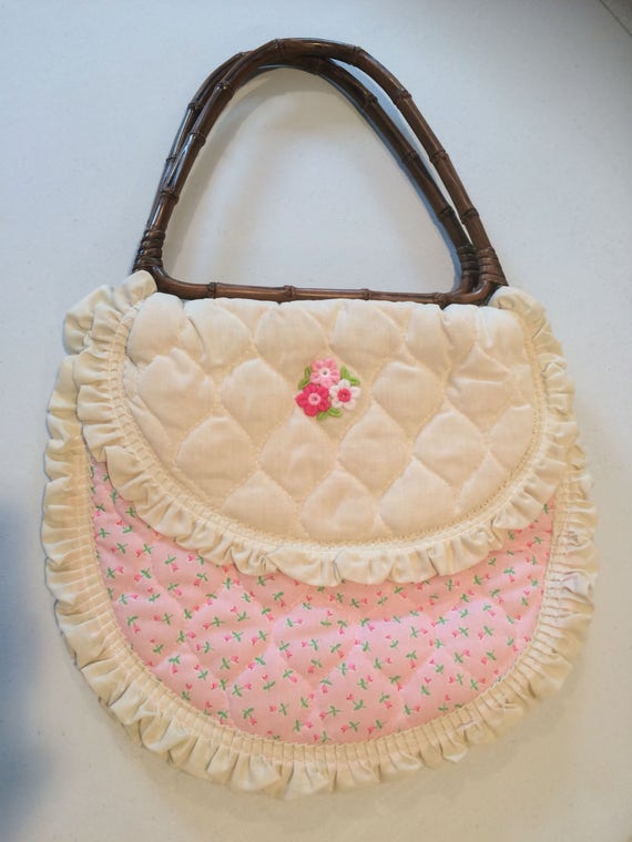 Vintage Purse Strawberry Shortcake Style Pink and… - image 1