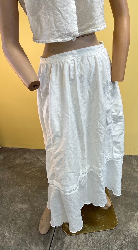 Victorian Half Slip White Cotton Edwardian Underga