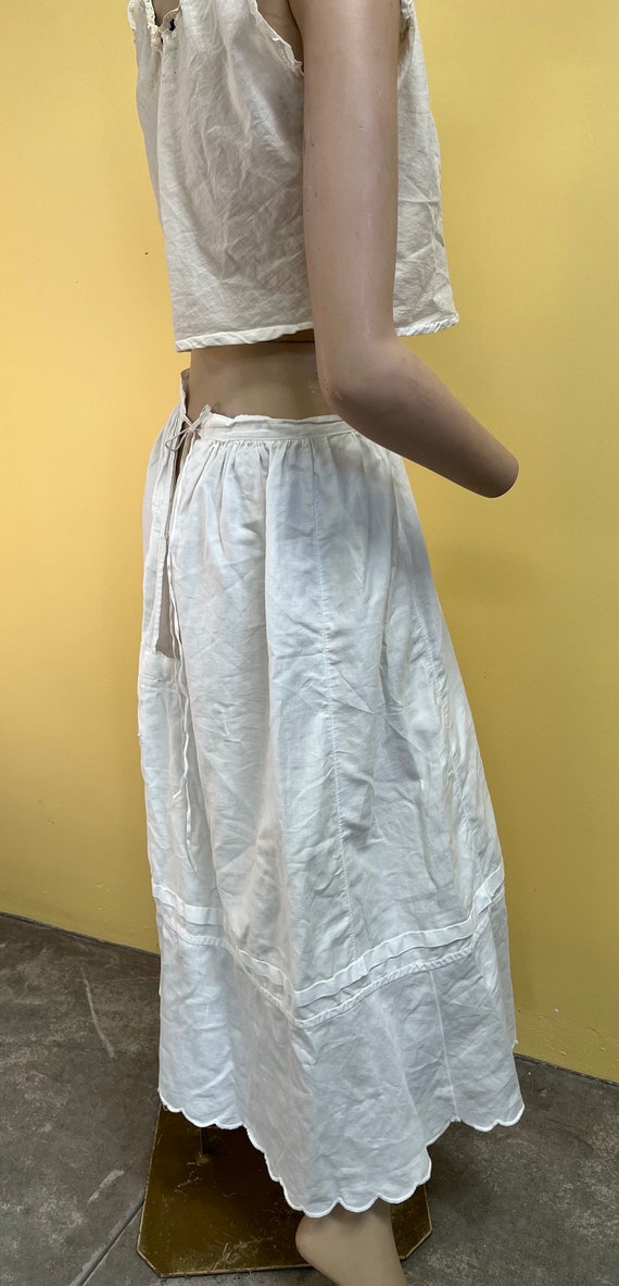 Victorian Half Slip White Cotton Edwardian Undergarme… Gem