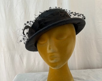 Black Straw Vintage Hat