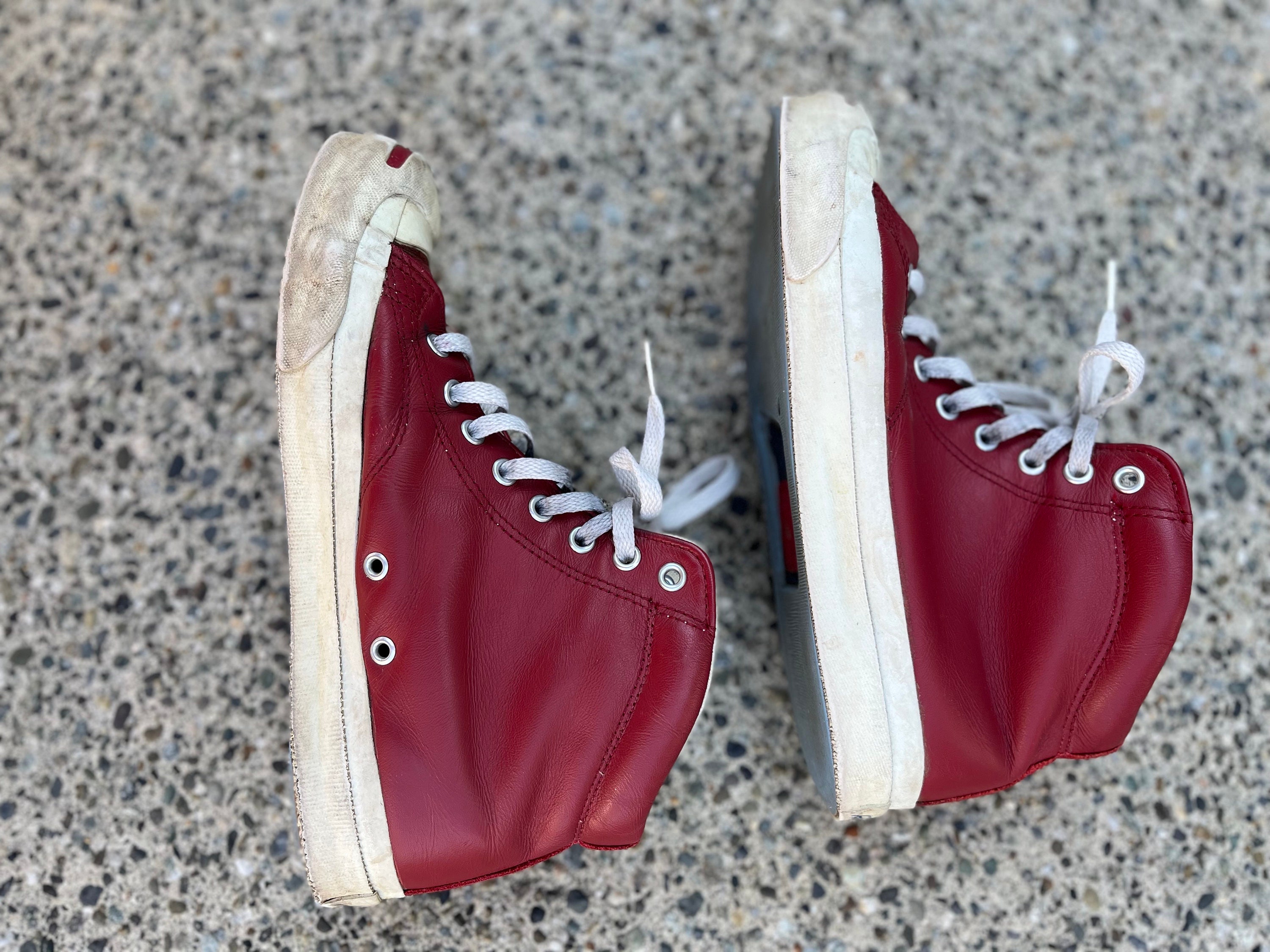 Vintage Converse Jack Purcell Red Leather Made in USA High
