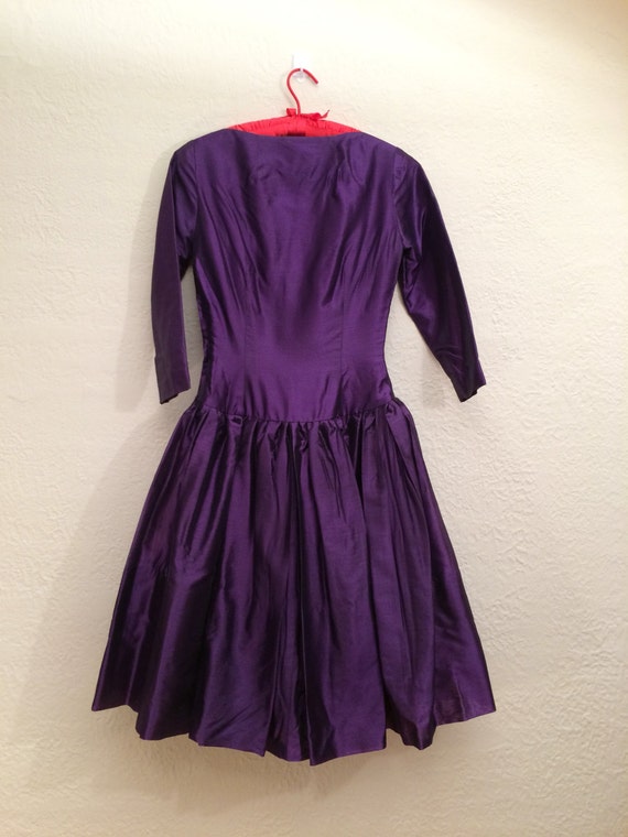 Purple Cocktail Dress Vintage 50's Formal Small - image 2