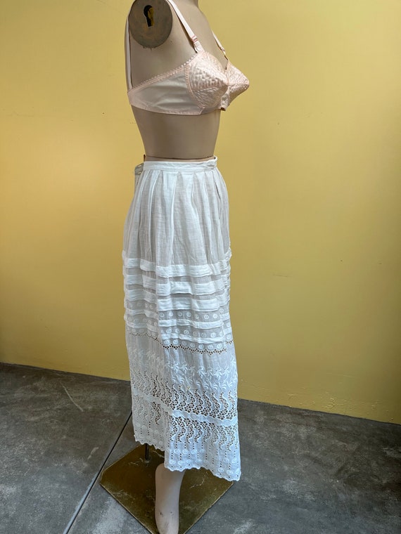 Victorian Half Slip White Cotton Lace Edwardian Under… Gem