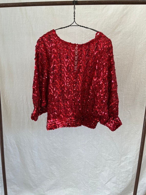 Sequin Sweater Red 1980's Fashion