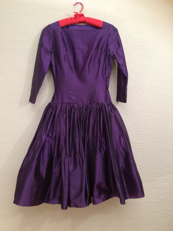 Purple Cocktail Dress Vintage 50's Formal Small - image 1