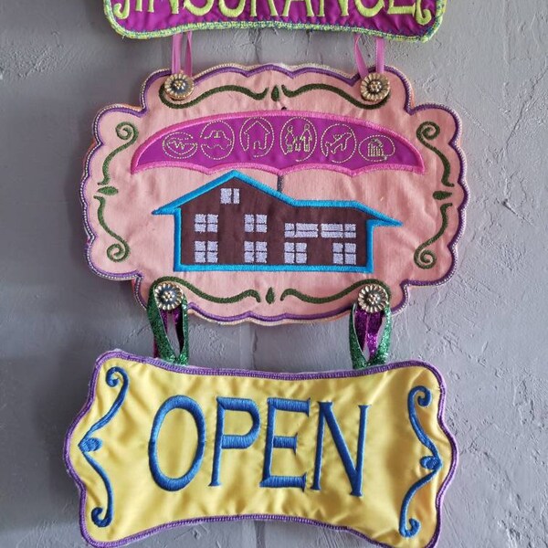 SEGURO Sign-Applique máquina bordado ,3 diseños,4 tamaños,8 formatos (dst,exp,jef,hus,pes,vip,vp3,xxx), descarga instantánea,3 cremalleras W / PDF