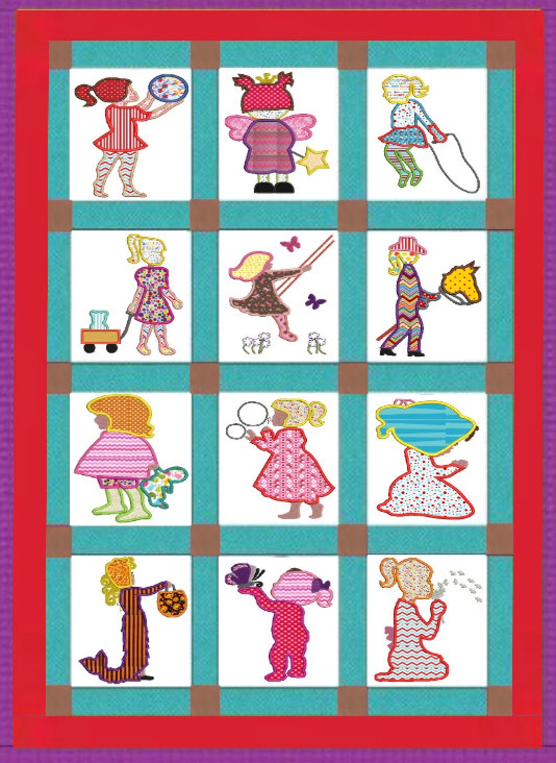Set 14 designs Little Girl Applique Machine Embroidery 4 Etsy