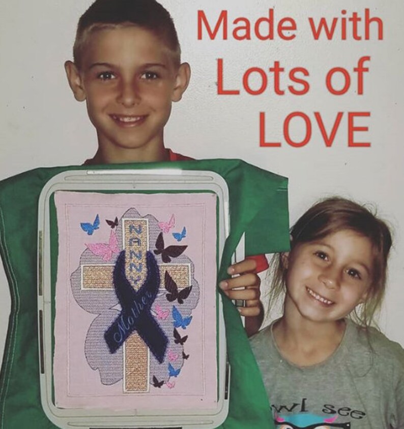 Alzheimer Ribbon Cross Machine Embroidery Applique W/flower4 Etsy