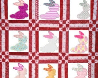 baby bunny machine embroidery Applique, 4 tamaños, 8 formatos (dst,exp,jef,hus,pes,vip,vp3,xxx),descarga instantánea,1 cremallera con PDF