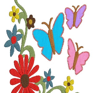 Flowers and Butterfly Embroidery Applique quilt block,4 sizes,8 formats(dst,exp,jef,hus,pes,vip,vp3,xxx),instant downld,1 zip w/pdf