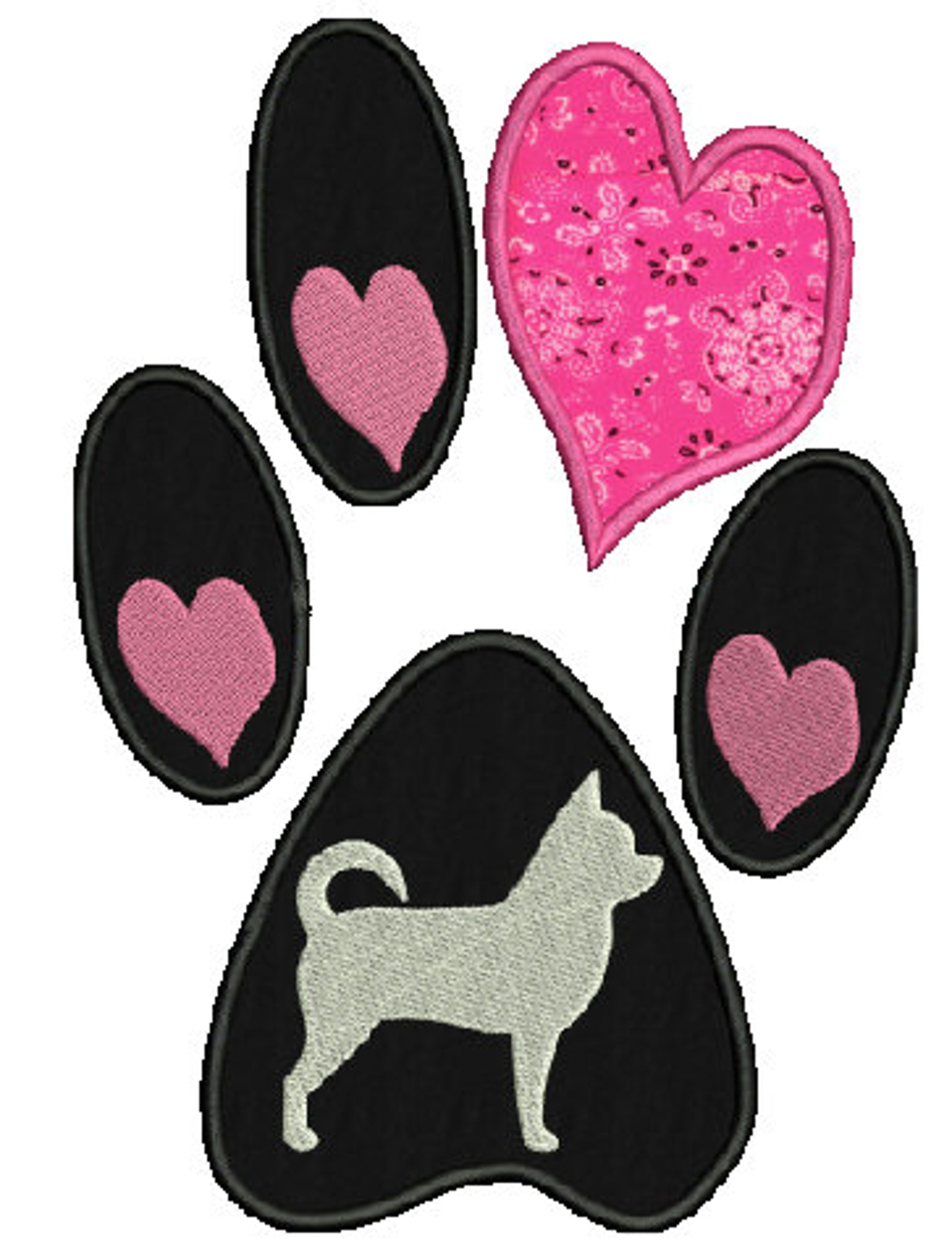 Chihuahua Paw Print Machine Embroidery Applique,4 Sizes,8 Formats(dst ...