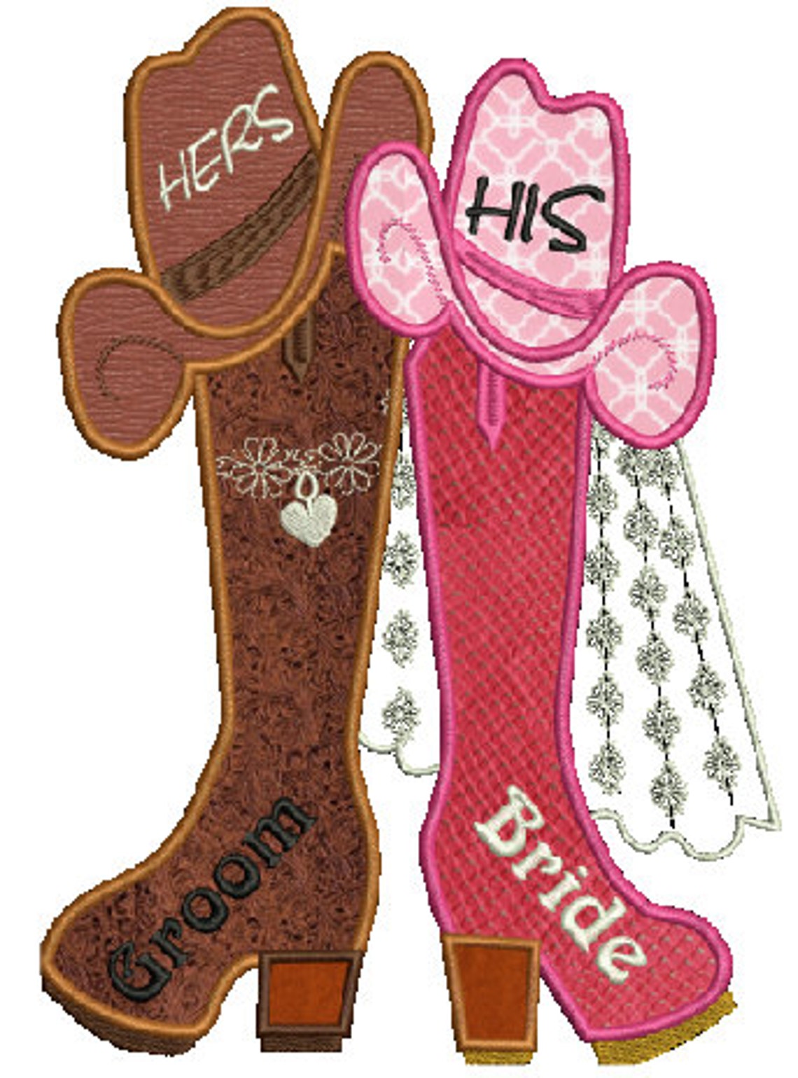 Cowboy Boots and Hat Applique Machine Embroidery Wedding Etsy