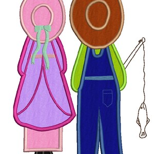 Sunbonnet Sue and Sam back, machine embroidery Applique,4 sizes,8 formats(dst,exp,jef,hus,pes,vip,vp3,xxx),instant download,1 zip w/PDF
