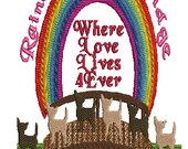 Rainbow Bridge Dog Motif embroidery design,4 sizes,8 formats(dst,exp,jef,hus,pes,vip,vp3,xxx),instant download,1 zip files